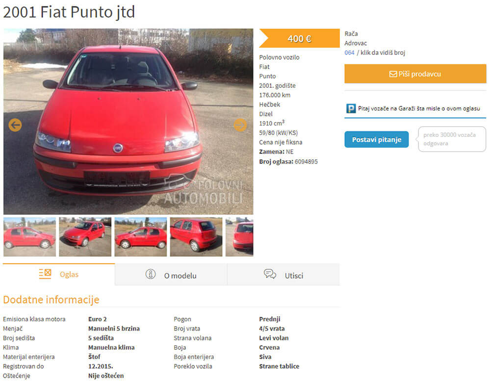 Fiat Punto jtd - 2001 godište